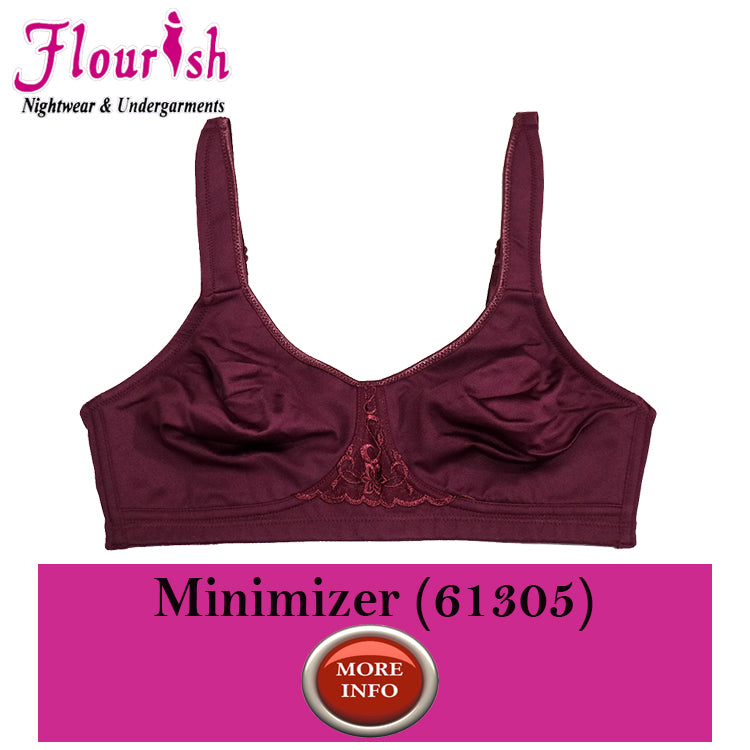 Flourish 61305 non-padded minimizer plus size bra in maroon colour