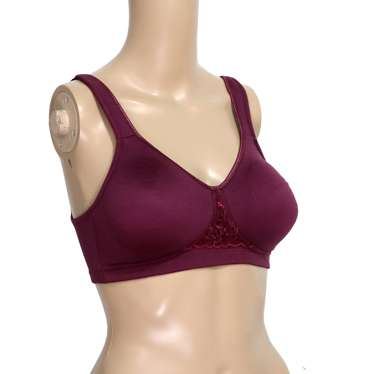 Flourish 61305 non-padded minimizer plus size bra in maroon colour, side view