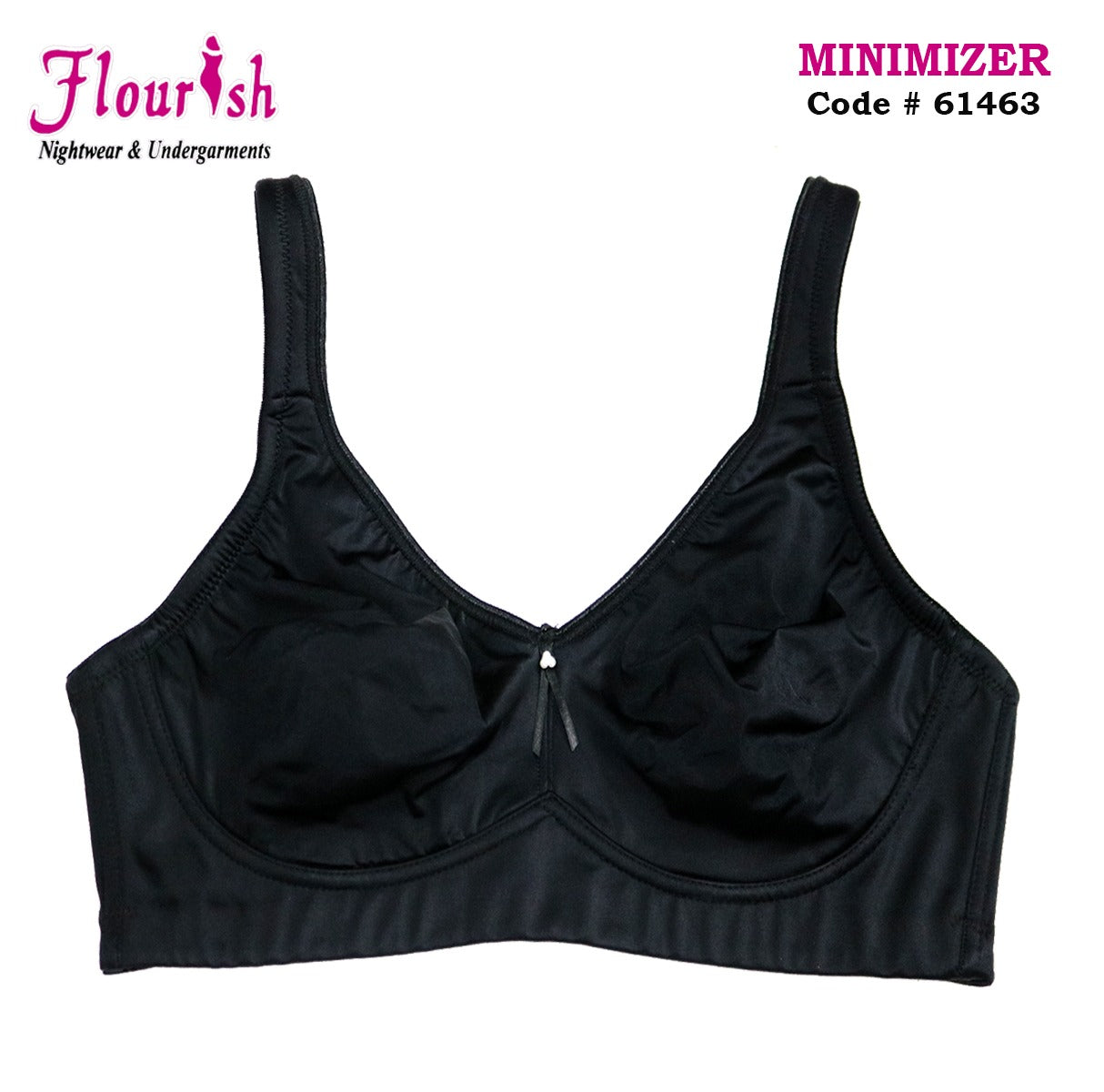 Flourish 61463 non-padded minimizer plus size bra in black color