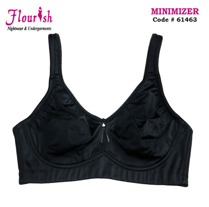 Flourish 61463 non-padded minimizer plus size bra in black color