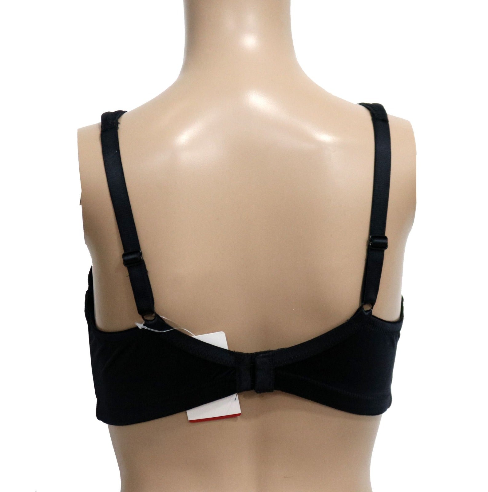 Flourish 61463 non-padded minimizer plus size bra in black color, back view