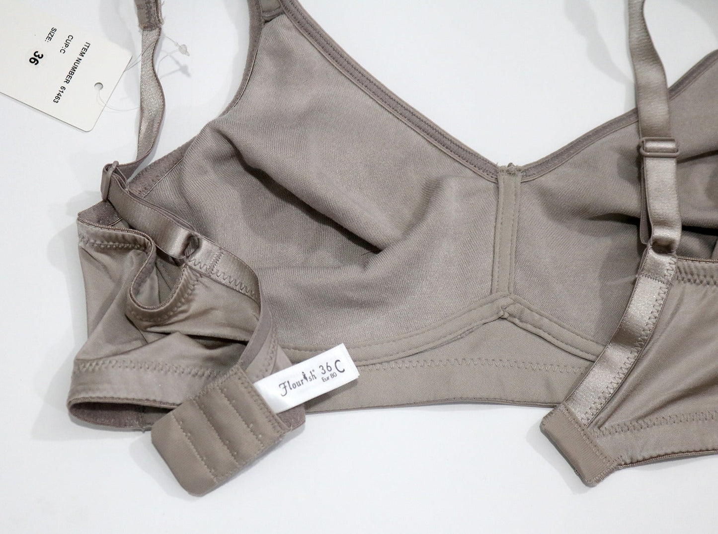 Flourish 61463 non-padded minimizer plus size bra in skin color, back view