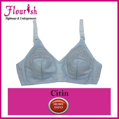Flourish Citin non-padded plus size minimizer bra in blue colour