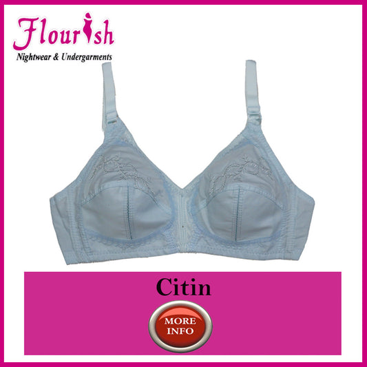 Flourish Citin non-padded plus size minimizer bra in blue colour