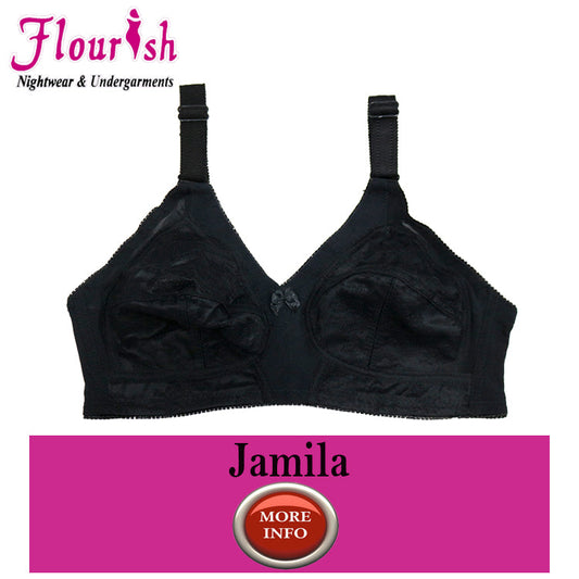 Flourish Jamila non-padded stretchable lace bra in black colour