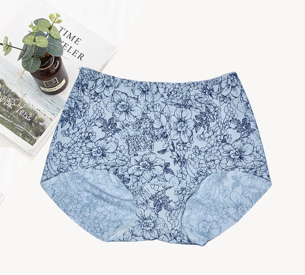 Flourish 1 Pcs High Quality Silk Flower Printed High Waist Free Size Panty